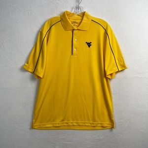 West‎ Virginia Mountaineers PGA Tour Yellow Polo Shirt Polyester Men's Medium
